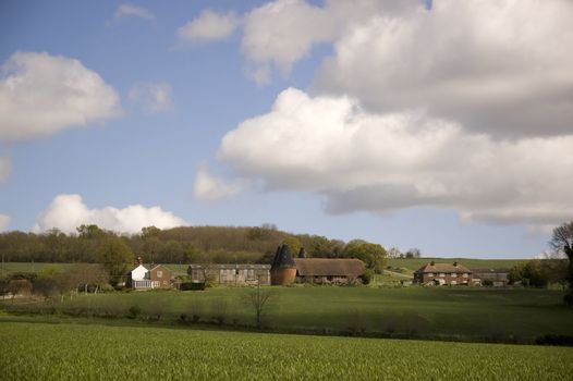 A view of farm land in Kent, England