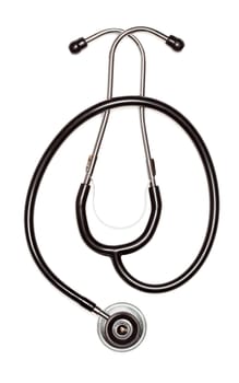 Black Stethoscope Isolated on a White Background.