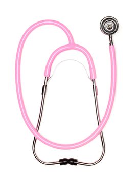 Pink Pediatric Stethoscope Isolated on a White Background.