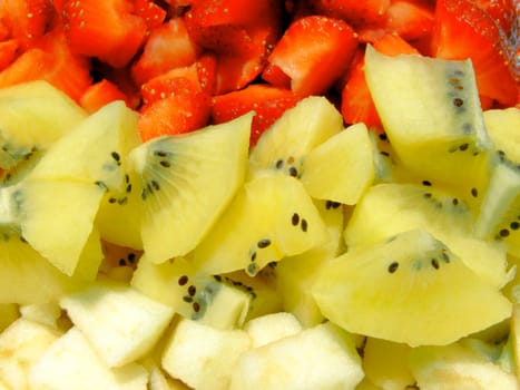 Fruit salad ingredients ready to be mixed together