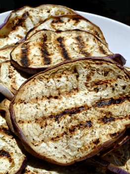 Grilled slices of eggplant