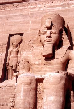 Ramses the second's statue at the entrance of Abu Simbel temple