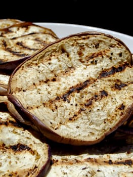Grilled slices of eggplant