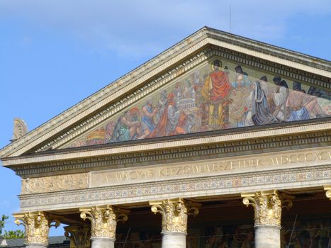 Upper detail of the Hall of Art near Heroes' Square, Budapest