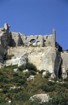 Ancient fortress walls of Les Baux de Provence.