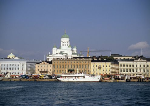 The Helsinki waterfront with a view of the neo-classical Lutheran Cathedral.