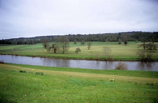 The rolling green fields of the Irish countryside. Kilkenny, Ireland