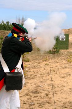 exact moment of gun fire coming from weapon used by French army in times of Napoleon Bonaparte