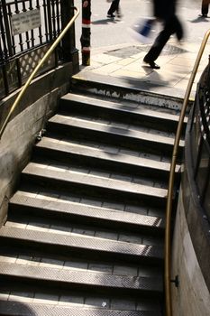 London tube exit by Piccadilly Circus, no post-processing, motion blurred