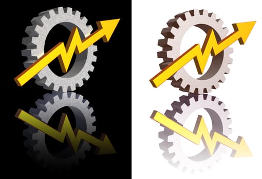 gear-graph logos on black and white background - 3d illustration
