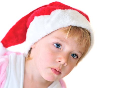 little funny Santa girl isolated on white background