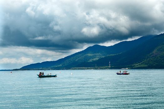 Thai fishing near the Koh Chang island