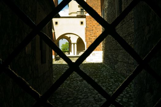 Prison-like view in old castle.