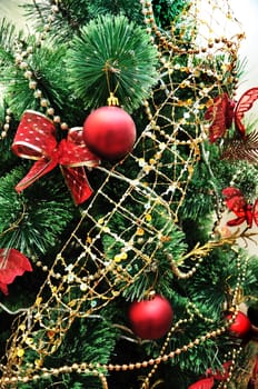 beautiful colored  Christmas tree decorations close up