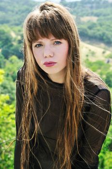 beautiful girl with long wet hair