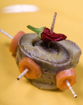 Rolled fillet herring with vegetables 