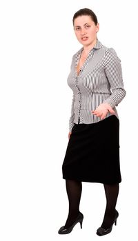 what? business lady on a white background