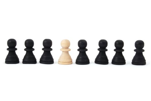 chess man showing individuality isolated on white background