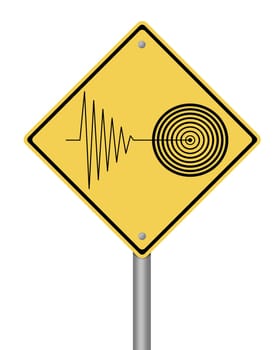 blank yellow tremor warning sign on white background