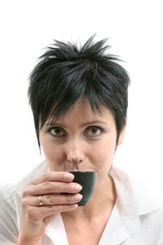 Young attractive woman  drinking tea