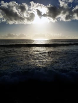 A sunset over an oceanic view.