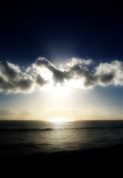 A sunset over an oceanic view.