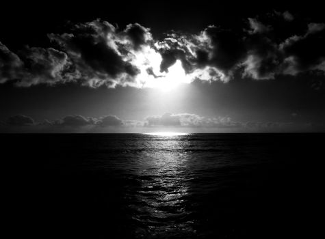 A sunset over an oceanic view.