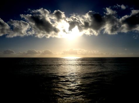A sunset over an oceanic view.