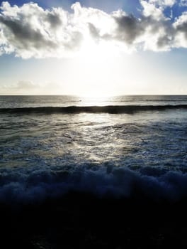 A sunset over an oceanic view.