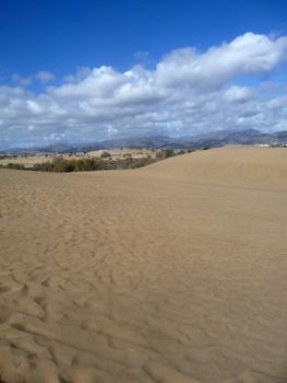 A scenic view of Maspalomas Dunes.