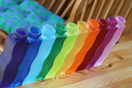 some colourful vases on the table, pattern