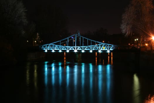 Bridge at night, Ostrow Tumski, Wroclaw, Poland