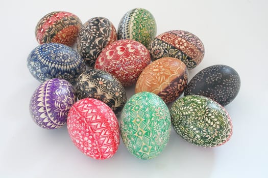 Some colourful easter eggs on white background
