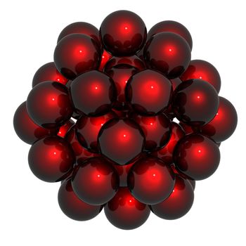 rendering of an abstract structure made of sphere on a white background