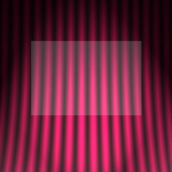 red background with theatrical curtain and pleats