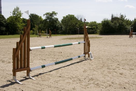 An obstacle at a show jumping contest.