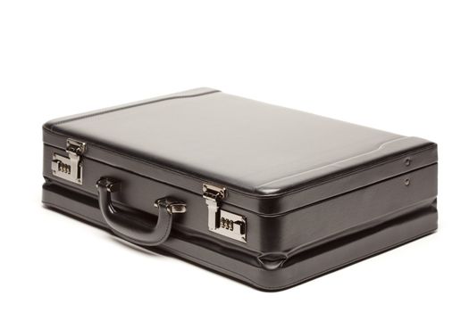 Large Black Briefcase Isolated on a White Background.
