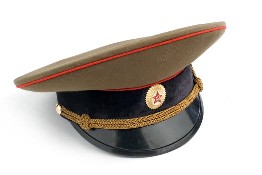 Soviet Army cap on a white background