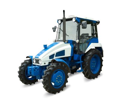 
new blue bulldozer. Isolated with clipping path