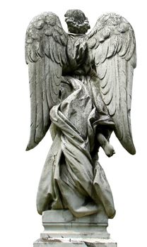 Mature marble angel figurine sculpture