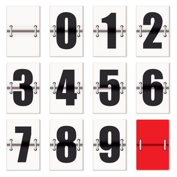 Number cards with counter flaps as used on train time tables