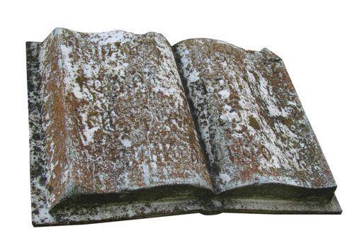 Ancient marble opened book tombstone 