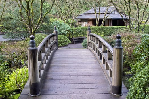 Bridge Crossing at Portland Japanese Garden Oregon
