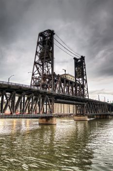 Steel Bridge Over Willamette River in Portland Oregon