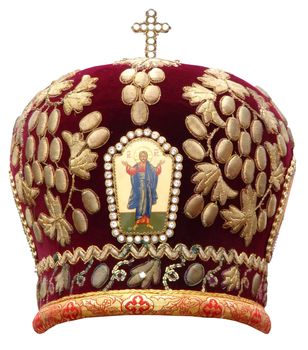 red mitre - solemn headgear of the orthodox bishop