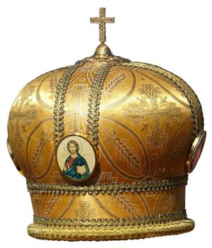 golden mitre - solemn headgear of the orthodox bishop
