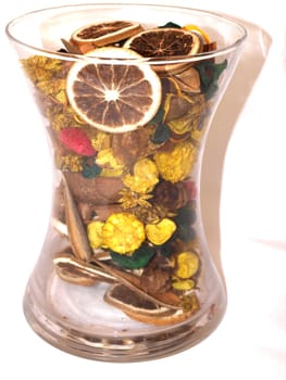 vase full of dried flowers