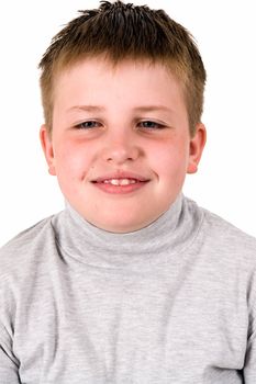 smiling little boy on a white background