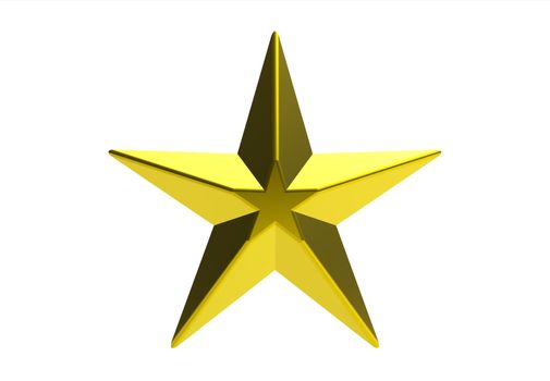 Golden star isolated on white, 3d render