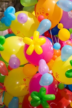 Many colourful air baloons. Novosibirsk, 9 may, Victory day